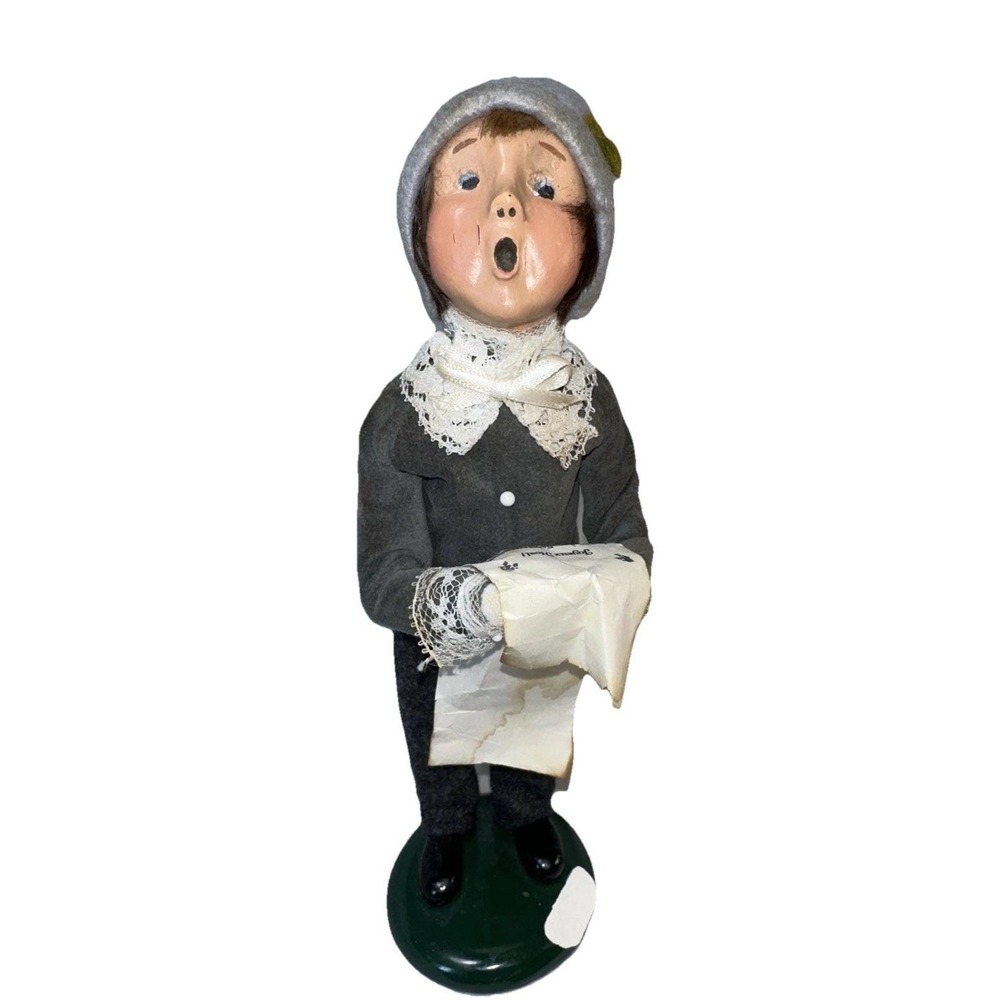 Byers Choice Boy Caroler Christmas Figurine w Sheet Music 1992 Vintage